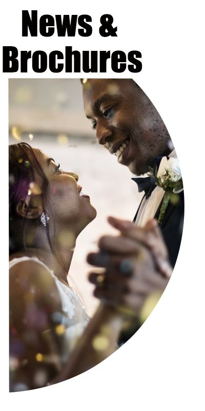 African American bride and groom embrace